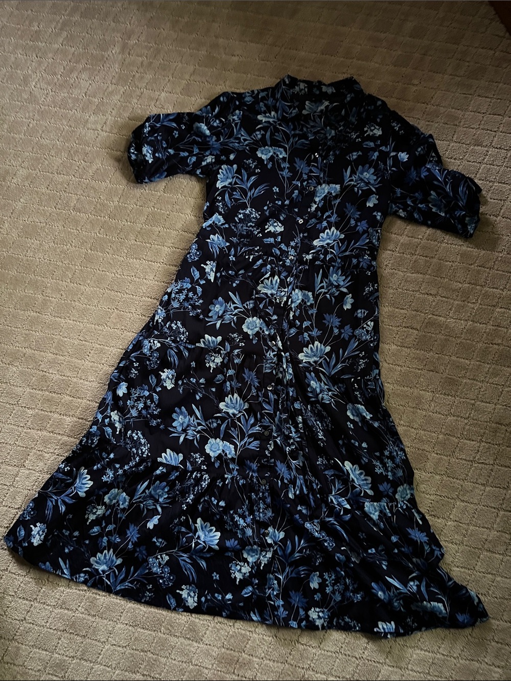 GAP Navy Floral Tiered Maxi Dress Large